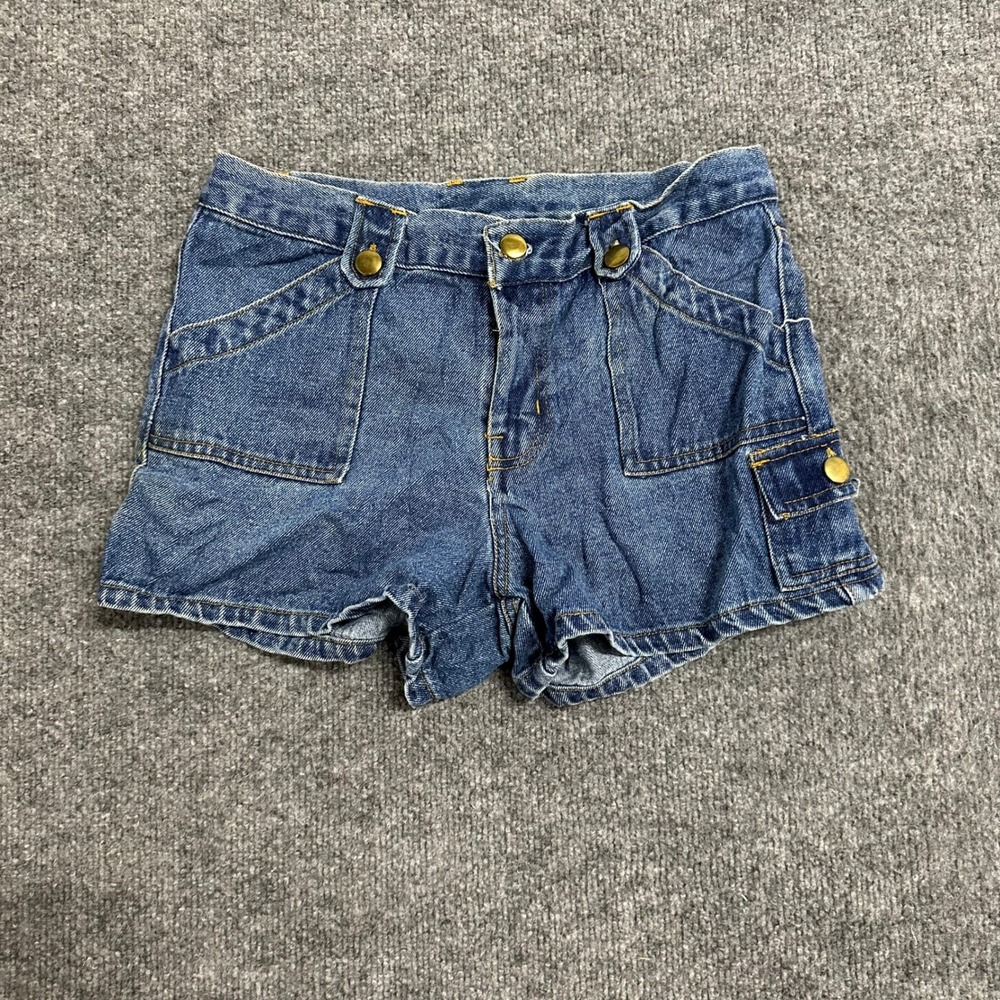Street Blues Denim Shorts Womens Size 14/15 Blue Cargo Utility Cotton Mini Short